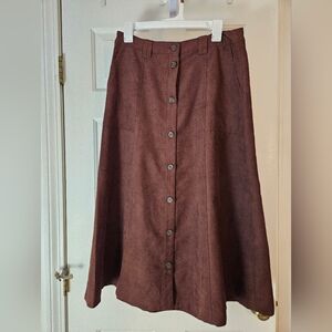 Universal Thread A-Line Skirt with Button Detail in Rich Brown